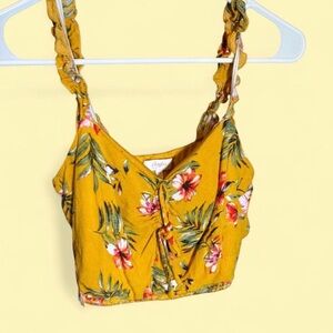 Candie's Tropical Yellow Floral Crop Top